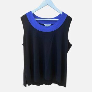 Misook Black Blue Collar Acrylic Layering Tank Top Shirt Women's size 2X
